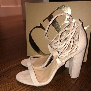 Only worn once Charlotte Russe laced up nude heels